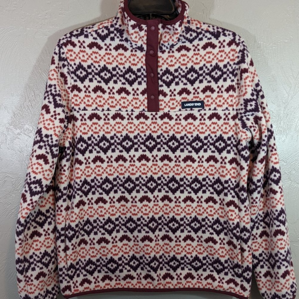 Lands' End Heritage Fleece Snap Neck Pullover
